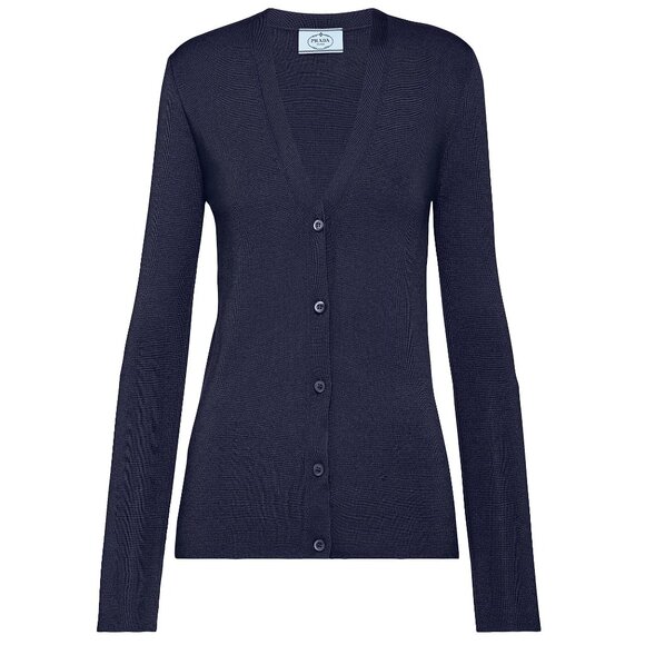 PRADA Cashmere Silk Cardigan Sweater Knit Gray size 42 US 6 Authentic - Picture 4 of 16
